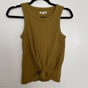 Madewell Women’s Audio Knot-Front Tank Top Olive Green Size XXS